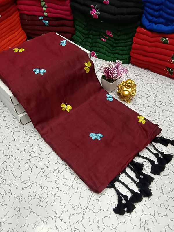 Khadi Butterfly Embroidery Sarees Khadi Butterfly Embroidery Sarees